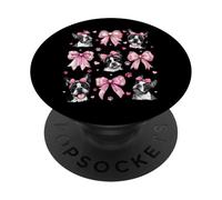 Boston Terrier Dog Mom Girl Coquette Bow Pink PopSockets Adhesive PopGrip