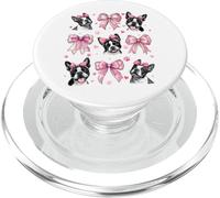 Boston Terrier Dog Mom Girl Coquette Bow Pink PopSockets PopGrip for MagSafe
