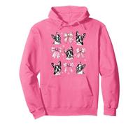 Boston Terrier Dog Mom Girl Coquette Bow Pink Pullover Hoodie