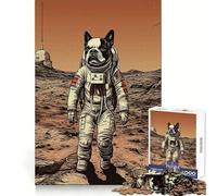 Boston Terrier Dog On Mars Jigsaws 1000 Pieces for Adults Mental Exercise Gentle Engagement Snug Lock Warm Xmas Gift (50X75CM)