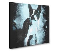 Boston Terrier Dog Paint Splash Canvas Print | Gallery Wrapped 30mm Frame Wall Art | 20x20 inches | Ready to Hang | Modern Animals Picture | Living Room Bedroom Lounge Office