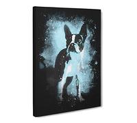 Boston Terrier Dog Paint Splash Canvas Print | Gallery Wrapped 30mm Frame Wall Art | 24x16 inches | Ready to Hang | Modern Animals Picture | Living Room Bedroom Lounge Office