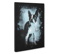 Boston Terrier Dog Paint Splash Canvas Print | Gallery Wrapped 30mm Frame Wall Art | 30x20 inches | Ready to Hang | Modern Animals Picture | Living Room Bedroom Lounge Office