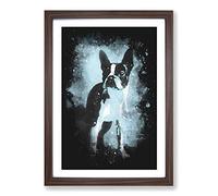 Boston Terrier Dog Paint Splash Framed Print | A2 Walnut Framed Wall Art | Ready to Hang | Modern Animal Picture | Living Room Bedroom Lounge Office