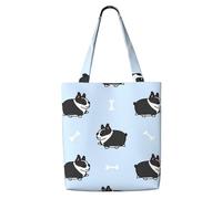 Boston Terrier Dog Pattern,Reusable Grocery Bags Shopping Tote Bags Large Capacity Canvas Shoulder bag