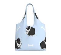 Boston Terrier Dog Pattern,Reusable Tote Bags Grocery Bags Large Capacity Canvas Shopping Shoulder bag