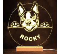 Boston Terrier Dog Pet Silhouette Warm White Lamp Personalised Gift Night Light | Personalised Gift For Home, Lamp Room Décor | Kids & Adults Night Lights With Name | Personalised Gift For Bedroom |