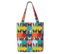 Boston Terrier Dog,Reusable Grocery Bags Shopping Tote Bags Large Capacity Canvas Shoulder bag
