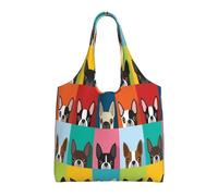 Boston Terrier Dog,Reusable Tote Bags Grocery Bags Large Capacity Canvas Shopping Shoulder bag