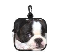 Boston Terrier Dog, Square Zipper Storage Bag, Neoprene Coin Purse, Small Wallets, Change Pouch, Change Purse
