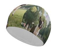 Boston Terrier Dog Swim Cap High Elasticity Anti Slip Waterproof Comfortable Swim Hat Bathing Cap for Men Women