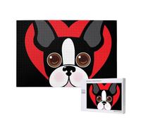 Boston Terrier Face,1000 Pieces Wooden Jigsaw Family Game Jigsaw Puzzles for Adults Teens Home Decor