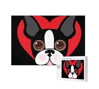 Boston Terrier Face,300 Pieces Wooden Jigsaw Family Game Jigsaw Puzzles for Adults Teens Home Decor