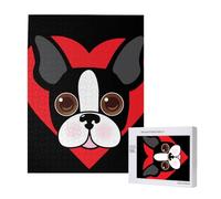 Boston Terrier Face,500 Pieces Wooden Jigsaw Family Game Jigsaw Puzzles for Adults Teens