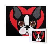 Boston Terrier Face,500 Pieces Wooden Jigsaw Family Game Jigsaw Puzzles for Adults Teens Home Decor