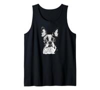 Boston Terrier Face Cute Dog Lover Men Women Black White Tank Top