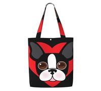 Boston Terrier Face,Reusable Grocery Bags Shopping Tote Bags Large Capacity Canvas Shoulder bag