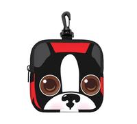 Boston Terrier Face, Square Zipper Storage Bag, Neoprene Coin Purse, Small Wallets, Change Pouch, Change Purse