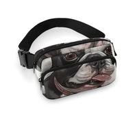 Boston Terrier Fanny Pack for Women Men Waist Bag Belt Bag Adjustable Casual Bag for Travel Sports Hiking, white, 7.9x5.1inches