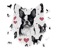 Boston Terrier Heart Dog Jigsaw Puzzle 175PCS Wolf Head Design Puzzle Wooden Jigsaw Puzzles for Adults Families
