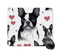 Boston Terrier Heart Dog Mouse Pad Square Mouse Mat Non-Slip Rubber Base Mousepad Wireless Mice Mat for Gaming, Office & Home, Waterproof Mouses Mats for Laptop/Desktop 25 * 30cm