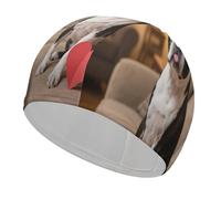 Boston Terrier Heart Dog Swim Cap High Elasticity Anti Slip Waterproof Comfortable Swim Hat Bathing Cap for Men Women