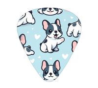 Boston-Terrier-Heart-Love 12 Pack Guitar Picks With 3 Thicknesses And Storage Box, Abs Plectrums For Electric Bass Guitar Players