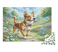 Boston Terrier Heavyweight Paper Brown Dog in Colorful Flower Meadow Jigsaw Puzzle Giftable Birthday Gift 70x50cm/1000pcs