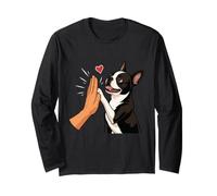 Boston Terrier High Five - Boston Bull Terrier Mom Long Sleeve T-Shirt
