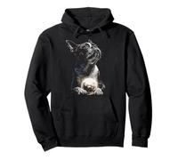 Boston Terrier Holding Full Moon Moonlight Bostie Dog Art Pullover Hoodie