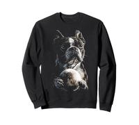 Boston Terrier Holding Full Moon Moonlight Bostie Dog Art Sweatshirt