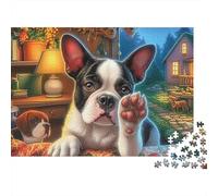 Boston Terrier Jigsaw Puzzle 1000 Pieces Energetic Tuxedo-patterned Lively Boston Terriers Premium Paper Puzzle for Stress Relief, Focus Training And Family Leisure Time 38x26cm/1000pcs