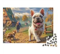 Boston Terrier Jigsaw Puzzle 1000 Pieces Energetic Tuxedo-patterned Lively Boston Terriers Premium Paper Puzzle for Stress Relief, Focus Training And Family Leisure Time 38x26cm/1000pcs
