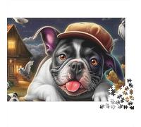 Boston Terrier Jigsaw Puzzle 1000 Pieces Energetic Tuxedo-patterned Lively Boston Terriers Premium Paper Puzzle for Stress Relief, Focus Training And Family Leisure Time 52x38cm/1000pcs