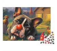 Boston Terrier Jigsaw Puzzle 1000 Pieces Energetic Tuxedo-patterned Lively Boston Terriers Premium Paper Puzzle for Stress Relief, Focus Training And Family Leisure Time 52x38cm/1000pcs
