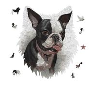 Boston Terrier Jigsaw Puzzle 175PCS Wolf Head Design Puzzle Wooden Jigsaw Puzzles for Adults Families
