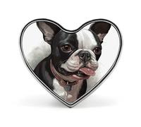 Boston Terrier Lapel Pin Heart Metal Brooch Pin with Secure Pinback Fashion Button Badge for Clothing, Hats, Bags Decoration