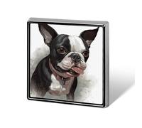Boston Terrier Lapel Pin Square Metal Brooch Pin with Secure Pin Back Fashion Button Badge for Clothing, Hats, Bags Decoration