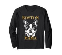 Boston Terrier Mama Dog Mom Womens Long Sleeve T-Shirt