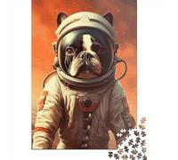 Boston Terrier Mars Paper Jigsaw Puzzles 1000 Pieces Jigsaw Creative Rectangular Large Family Puzzle Game Artwork for Adults Teens 1000pcs (38x26cm)