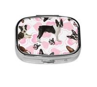 Boston Terrier,Meta Pill Box 2 Compartment Medicine Case,Portable Organizer