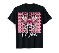 Boston Terrier Mom Mama Bostie Dog Mother's Day Coquette Bow T-Shirt