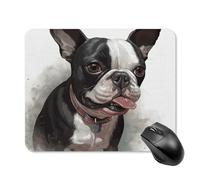 Boston Terrier Mouse Pad Cute Square Mouse Mat Leather Non-Slip Rubber Base Mousepad Waterproof Computer Mouses Pad for Laptop Wireless Mouses Keyboard Home Office 20 * 25cm