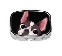 Boston Terrier Nature,Meta Pill Box 2 Compartment Medicine Case,Portable Organizer