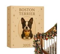 Boston Terrier Ornaments Advent Calendar - 2D Acrylic Decorations for 24 Days - Boston Terrier Christmas Ornaments, for School Dormitory Birthday Offices Car Home Room