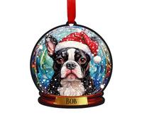 Boston Terrier Personalised Snow Globe Decoration