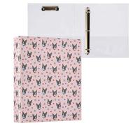 Boston Terrier Pink Hearts 3 D-Ring Binder A4 1 Pack with 200 Sheet for Kids School Supplies Women Men Office