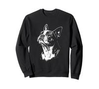 Boston Terrier Portrait Black and White Dog Lover Sweatshirt