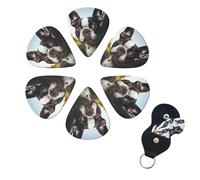 Boston Terrier Print Guitar Picks 6 Pack with Organizer Storage Box for Custom Guitars for Men Women Guitar Accessory Ukulele for