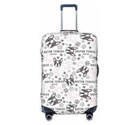 Boston Terrier puppies pink paw Travel Luggage Covers - Elasticity Suitcase Covers Protector for Luggage 18-32 Inch